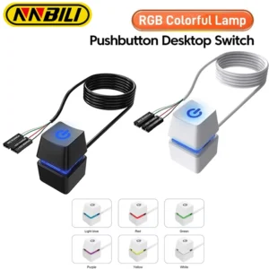 NNBILI Computer Desktop Switch LED Lights PC Motherboard External Start Power On/Off Button 2m Extension Cable for Home Office 