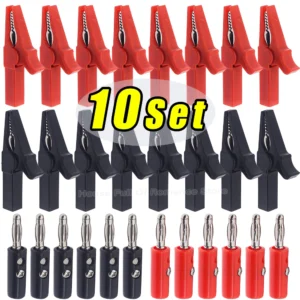 Alligator Clip with Banana Plugs Set No Welding Fully Insulated Safety Electrical Test Crocodile Clips Connector for Multimeter