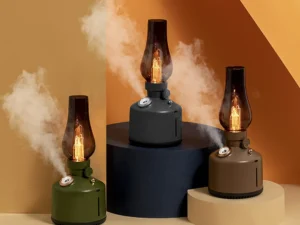 New Candlelight Retro Lamp Air Humidifier Wireless Aroma Diffuser Rechargeable Essential Oil 7 Color Lights Cool Mist for Home