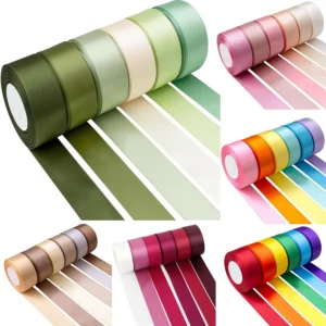 6 Rolls 150yards Assorted Solid Color Silk Ribbon Satin Satin For Wedding Invitation Bouquets Birthday Party DIY Gift Packaging