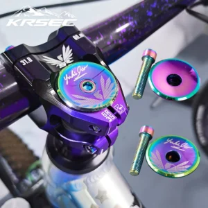 KRSEC Bike Bicycle Aluminum Alloy Headset Cap Rainbow Road MTB Bike Stem Accessories Headset Top Cap Cover