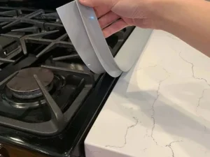 2PCS Kitchen Stove Gap Cover, PVC Self-Adhesive T-Shaped Seal Strip Oil Proof, for Countertop Sink Cabinet Gap Filler, Grey