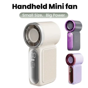 Portable Handheld Mini Fan 5 Speed Adjust Type c Rechargeable Fan Digital Display Desktop Fan Outdoor