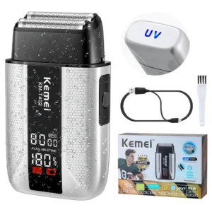 KEMEI T402 Professional Foil Shavers for Men IPX7 Waterproof Electric Razor for Men with LED Display Double Electric Shaver