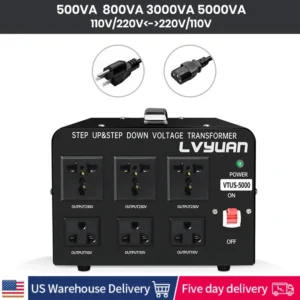 500VA-5000VA Heavy Duty Step Up/Down Transformer LVYUAN Voltage Converter Transformer with US&EU Outlet 5V USB Port CE Certified