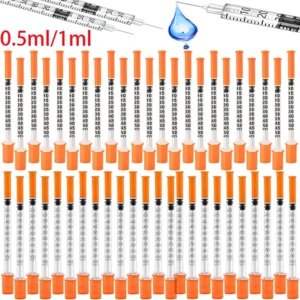 45pcs/20pcs/3pcs 0.5/1ml Disposable Veterinary Syringes with Needles for Pets and Farm Animals