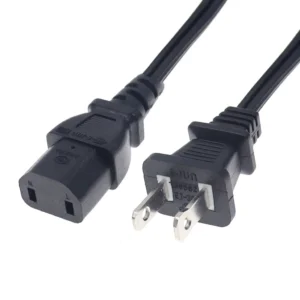 Universal 2-Prong Polarized Male to IEC C17 Female Extension Cord 1.5m Power Replacement Cable for Sony PS4 Pro Xbox One etc.