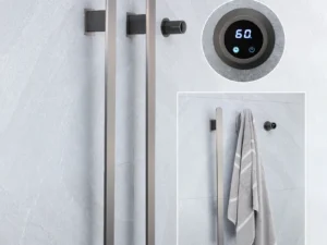 Gray Bathroom Towel Warmer Hidden Wires Electric Heated Towel Rail Temperature Time Control Bath Electric Towel Rack