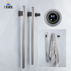 Gray Bathroom Towel Warmer Hidden Wires Electric Heated Towel Rail Temperature Time Control Bath Electric Towel Rack