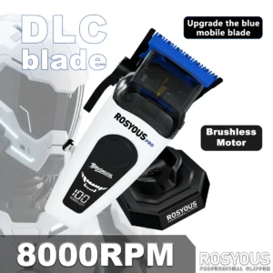 ROSYOUS RSpro-106 Professional Electric Hair Clipper DLC Blade 8000RPM Brushless Motor with Base Charger LED Display Barbershop