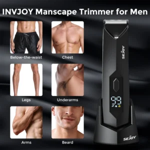 SEJOY Body Pubic Hair Trimmer for Men With Standing Recharge Dock,Balls Women Lady Shaver Hair Removal Bikini Trimmer