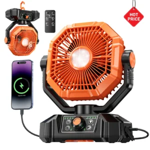 20000mAh Camping Fan with LED Lantern 8 Speed Desk Fan with Remote Portable Outdoor Fan with Hook for Tent Power Outages Jobsite