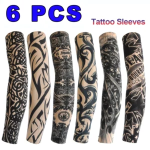 6 PCS Tattoo Sleeves Unisex Summer Cycling Sun Protection Arm Covers Beach Driving Fishing Breathable Nightclub Elastic Sleeves
