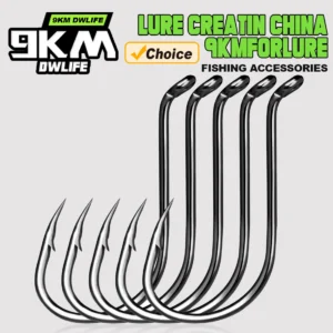 9KM Octopus Fishing Hook Sea Carp Fishing Lures Barbed Hooks Black 50Pcs Fishing Jig Worm Hooks Tackle Saltwater Freshwater