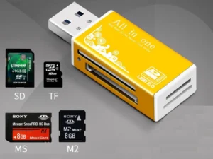 Alloy Card Reader 4 Ports USB2.0 Micro SD TF M2 MS Pro Duo MMC SDHC DV Phone Camera Memory Card Adapter with LED Indicator