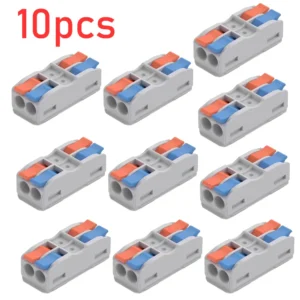 10Pcs Wire Conductor Connector Mini Lever‑Nut 2‑In‑2‑Out Fast Lighting Wire Cable Connector Terminal Block