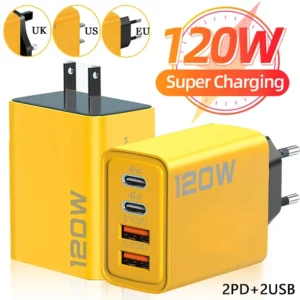 120W Multi Port USB Type C Quick Fast Charger PD QC3.0 Wall Power Adapter EU US UK Plug For iPhone 17 16 15 14 Samsung Xiaomi