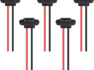 5PCS Type-C Female Chassis 2 Pin Type-C Female Socket Connector Waterproof Jack Female Charging Port 3A USB-C Charger Plug Socke