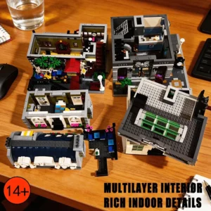 Town Hall Tudor Corner Brick Bank Cafe Corner Model Book shop Street View House Building Blocks Model Toys Jazz Club Pet Shop Downtown Diner Assembly Sets Bricks Gifts For Collection Room Decor