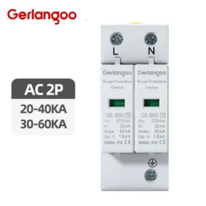 AC SPD 2P 40KA 60KA 275V 385V House Lightning Surge Protector Protective Low Voltage Arrester Device