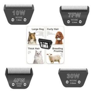 Wide Blade Dog Hair Trimmer Pet Grooming Compatible With Andis, Oster A5, Wahl Km10 Animal Clipper 30W+10W+7FW+5FW+4FW