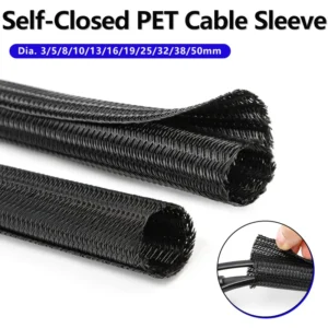 2/5M Black PET Expandable Self Closed Cable Sleeve Diameter 3mm ~ 50mm Split Insulated Heat resist Split Line Protector Sleeve