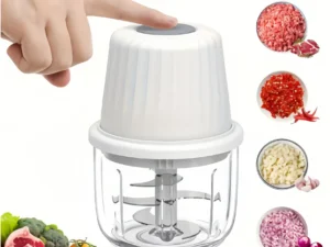 Cordless Electric Food Chopper, 350ml Mini Processor with 304 Stainless Steel Blade & Isolation Plate, for Garlic, Meat, Veggies