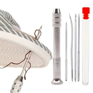 Leather Sewing Needles Kit, Set Contains Silver Leather Sewing Awl, 4 Piece Needle Suitable for Leather Canvas Tent