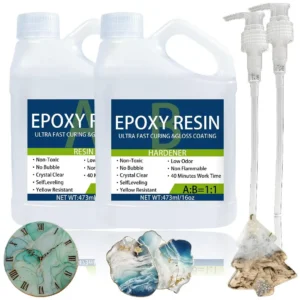 Epoxy Resin Kit 32OZ,Strong, Bubble-Free, Anti-Yellowing Art Resin That,Suitable for Casting, DIY, Molds, Easy to Mix 1:1 Ratio