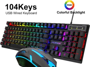 USB Wired Keyboard RGB Color Gaming Keyboard Mechanical Feel keyboard 104 Keys Standard Keyboard for Windows Laptop Computer