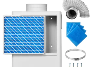 SucceBuy 3-in-1 Indoor Dryer Vent Kit Premium ABS Fits 4 in Exhaust Port Smart Overheating Reminder Hood with 4 Replacement Pads