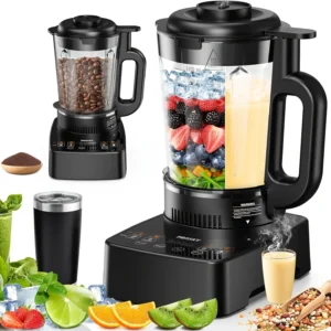 PRASKY 2400W Heating Blender 25000 RPM Heavy Duty Auto Clean Professional Blender For Smoothies Soups 55oz Glass Jar&A To-Go Cup