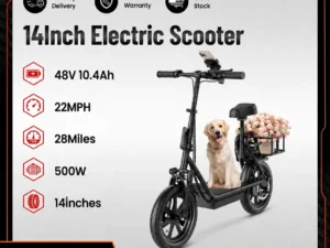 Electric Scooter for Adults, 14" Tires, 22Mph Max Speed, 500W Motor, 28 Miles Max Range, Folding E-Scooter with Dual Suspension