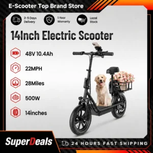 Electric Scooter for Adults, 14" Tires, 22Mph Max Speed, 500W Motor, 28 Miles Max Range, Folding E-Scooter with Dual Suspension