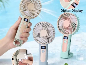 Digital Display Handheld Fan - USB Rechargeable, 120 Speed Levels, Portable 2-in-1 Desk & Handheld Mini Fan