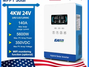 EASUN POWER hybrid Soalr Inverter 4KW MPPT 140A 350VDC PV Input 110VAC 24VDC 4000W Pure Sine Wave with WIFI/without WIFI