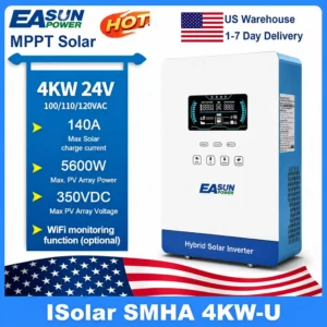 EASUN POWER hybrid Soalr Inverter 4KW MPPT 140A 350VDC PV Input 110VAC 24VDC 4000W Pure Sine Wave with WIFI/without WIFI
