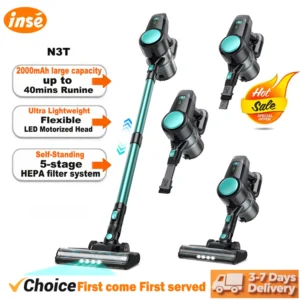 INSE N3T Cordless Vacuum Cleaner 40Kpa Ultra Lightweight 6 in 1 Stick Vacuum Up to 40mins Runtime for Home Pet Hair Hard Floor