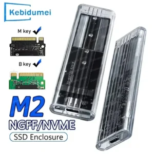 M2 SSD Case NVME SATA SSD Enclosure USB A to C Transparent 10Gbps Solid State Drive External Adapter Support UASP for M/M+B Key