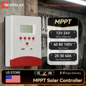 CGSOLAX 20A 30A 40A MPPT Solar Charge Controller 12V 24V Auto Solar Panel Regulator With LCD Display Battery Charging Controller