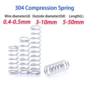 10Pcs Wire Diameter 0.4mm 0.5mm 304 Stainless Steel Micro Small Compression Spring OD 3mm/4mm/5mm/6mm/7mm/8mm/9mm/10mm L:5-50mm