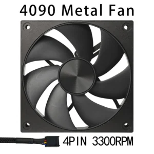 Metal 4090 12018 FAN,3300RPM PWM 4Pin, FDB Bearing,High Air Volume,Pressure-optimised,for 120MM ITX PC Case Liquid Cooler
