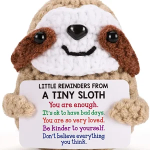 Positive Crochet Sloth Doll with Card Home Room Decor Handmade Knitting Emotional Support Sloth Animal Ornament Christmas Gift