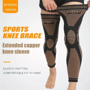 1pc Copper Compression Knee Sleeves, Stretchable Full Leg Support Knit Fabric Knee Brace Breathable