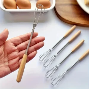 Stainless Steel Mini Egg Beater Wooden Handle Whisk Egg Mixer Baking Baking Set Home Cake Tools Kitchen Accessories