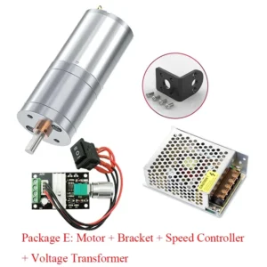 JGA25-370 Worm Gear Motor DC 12V 24V 12RPM-1360RPM Reduction Gear Motor Large Torque High Power Reversed Motor