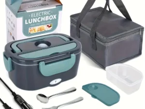 New US Standard Electric Lunch Box Double Compartment Portable Food Heater 110V-240V 12V 24V for Home Car Camping