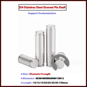 304 Stainless Steel Grooved Pin Shaft / Double Head Circlip Locating Pin With Retaining Ring / Cylindrical Pin Shaft M3M4M5-M12