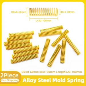 Creamily 2PCS Yellow Mold Spring Spiral Stamping Compression Die Springs For 3D Printed and Car Accessories Outer Diameter8-60mm