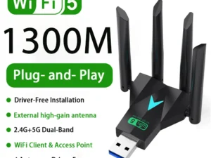 WiFi5 USB Adapter Dual Band 2.4G+5Ghz 1300Mbps Dongle USB3.0 High-Speed 4-Antennas Wireless Card Receiver For PC/Laptop Win